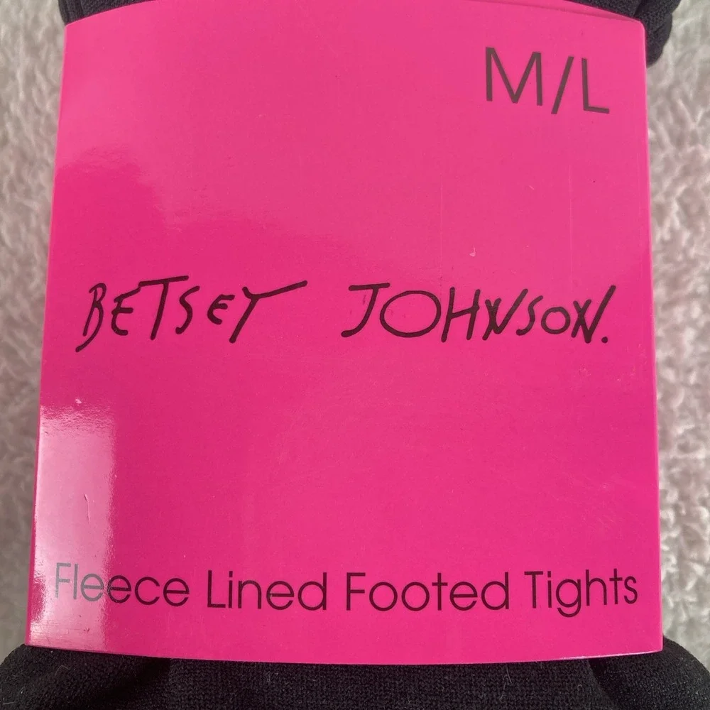 Betsey Johnson Fleece Lined Footed Tights Black‎ M/L